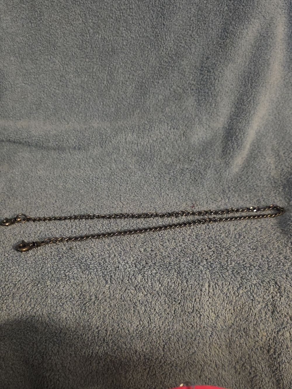 metal curb-link chain with swivel lobster claw clasps on End. Pocket Watch